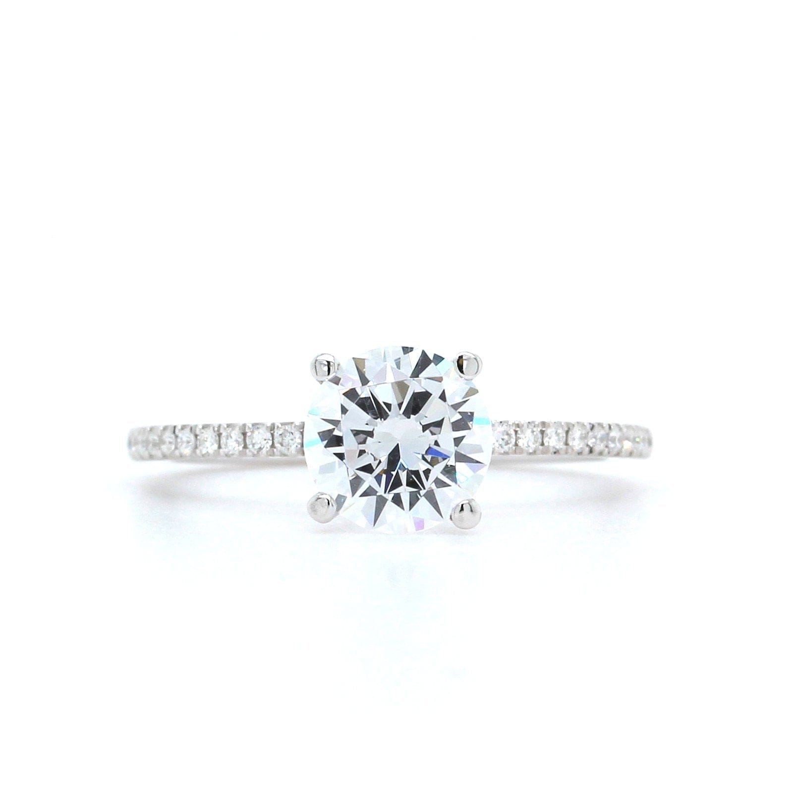 18K White Gold Pave Diamond Engagement Ring Setting