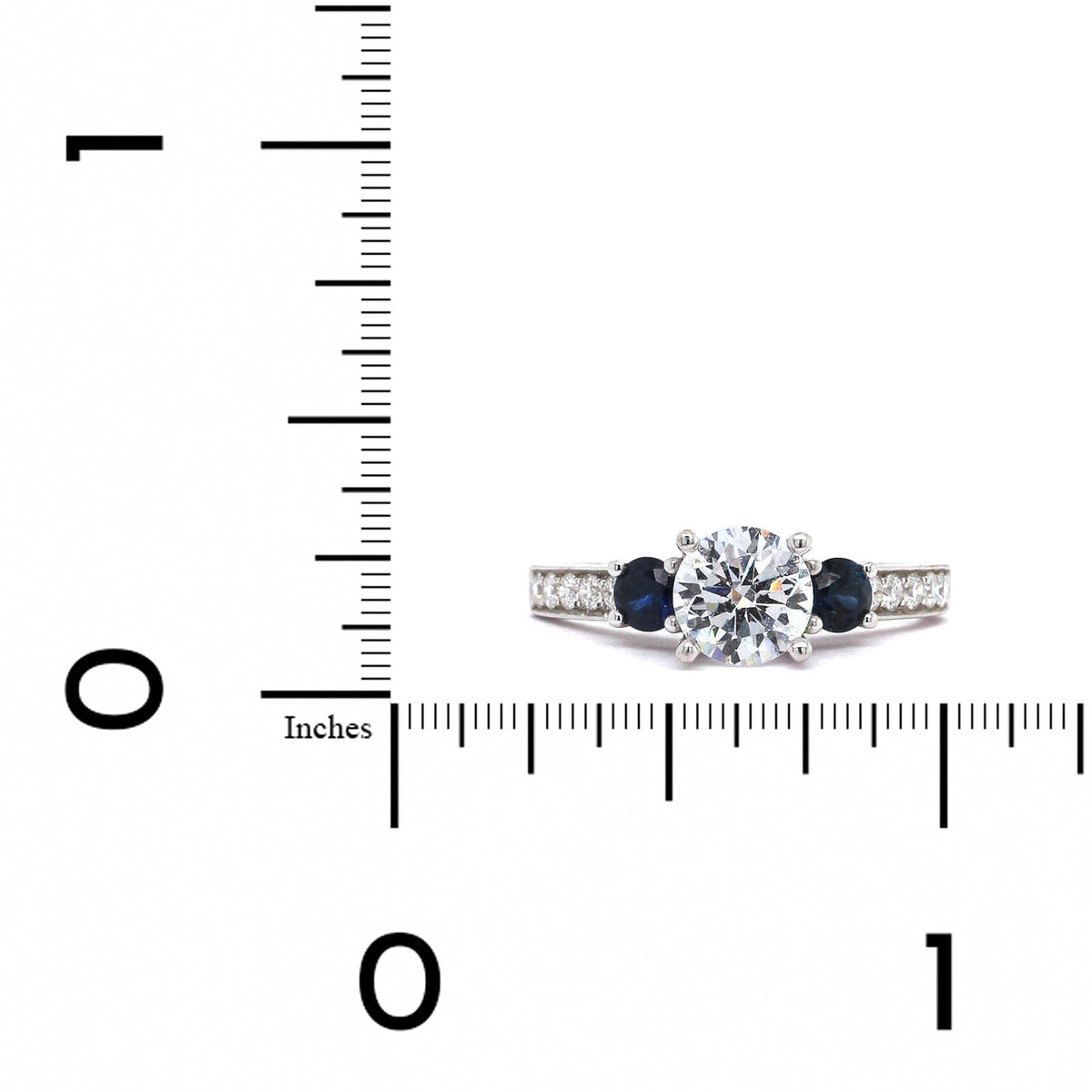 18K White Gold Diamond and Sapphire Sides Engagement Ring Setting