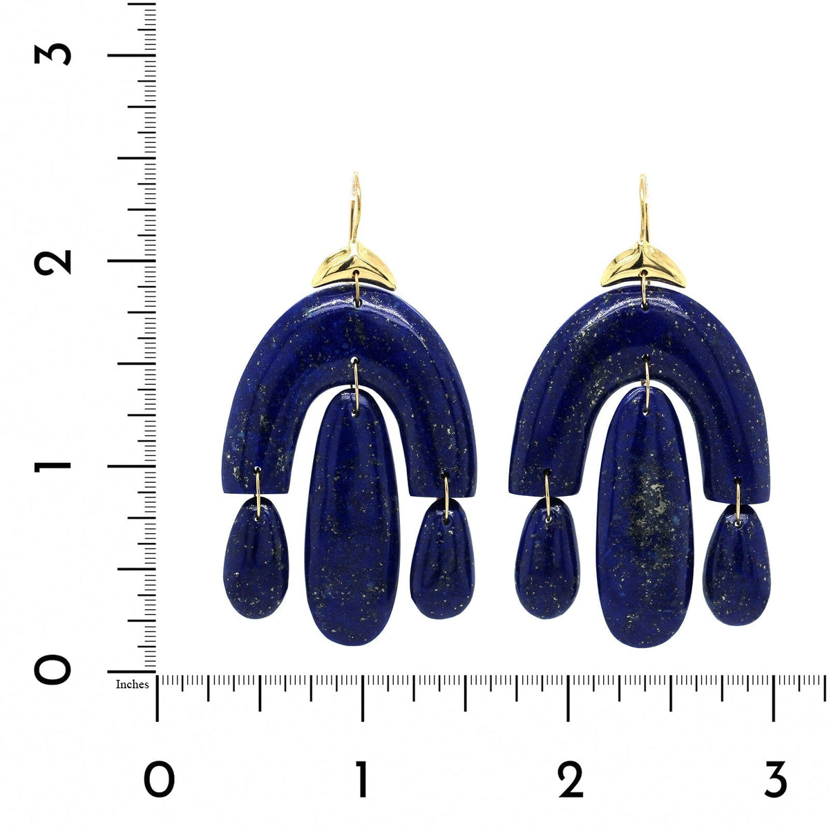 18K Yellow Gold Lapis Chandelier Drop Earrings