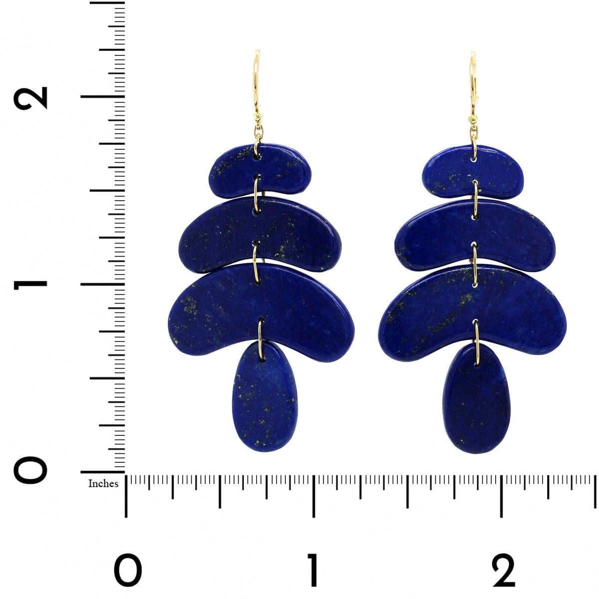 18K Yellow Gold Lapis Totem Drop Earrings