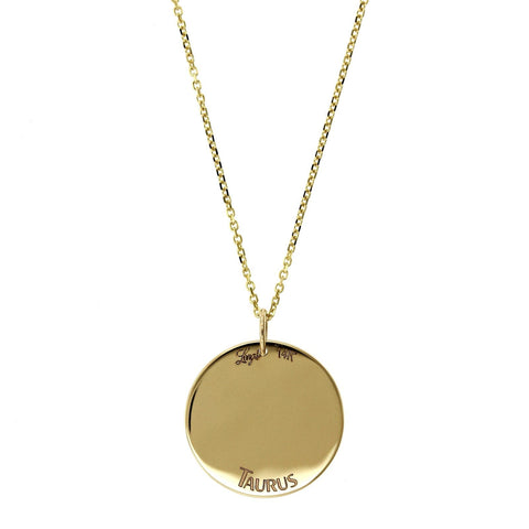 14K Gold Zodiac Sign Baguette Diamond Necklace Charm