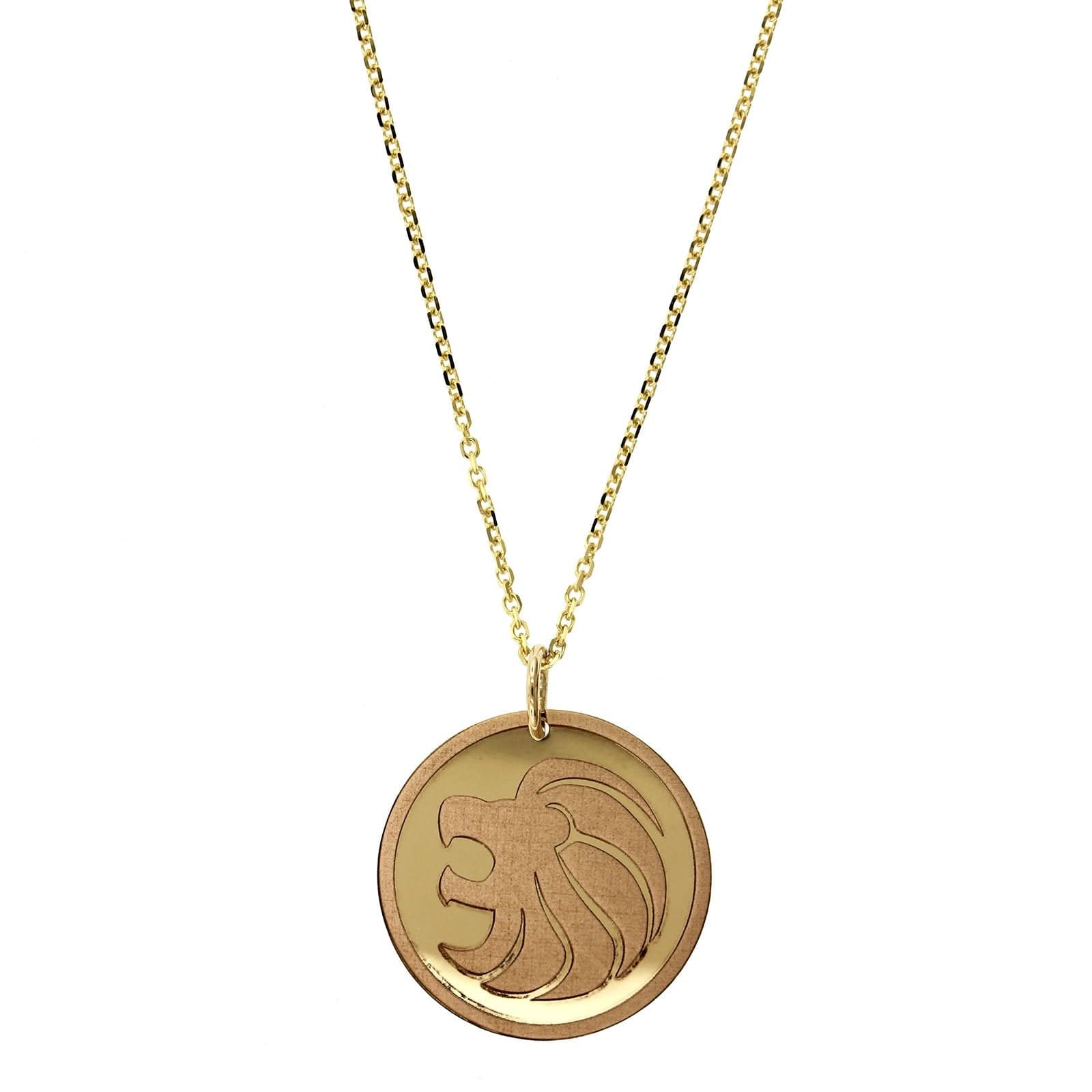 14K Yellow Gold Leo Disc Pendant