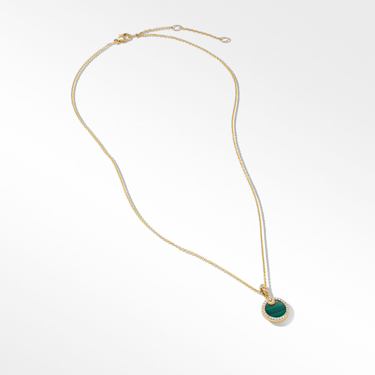 Petite DY Elements® Pendant Necklace in 18K Yellow Gold with Malachite and Pavé Diamonds