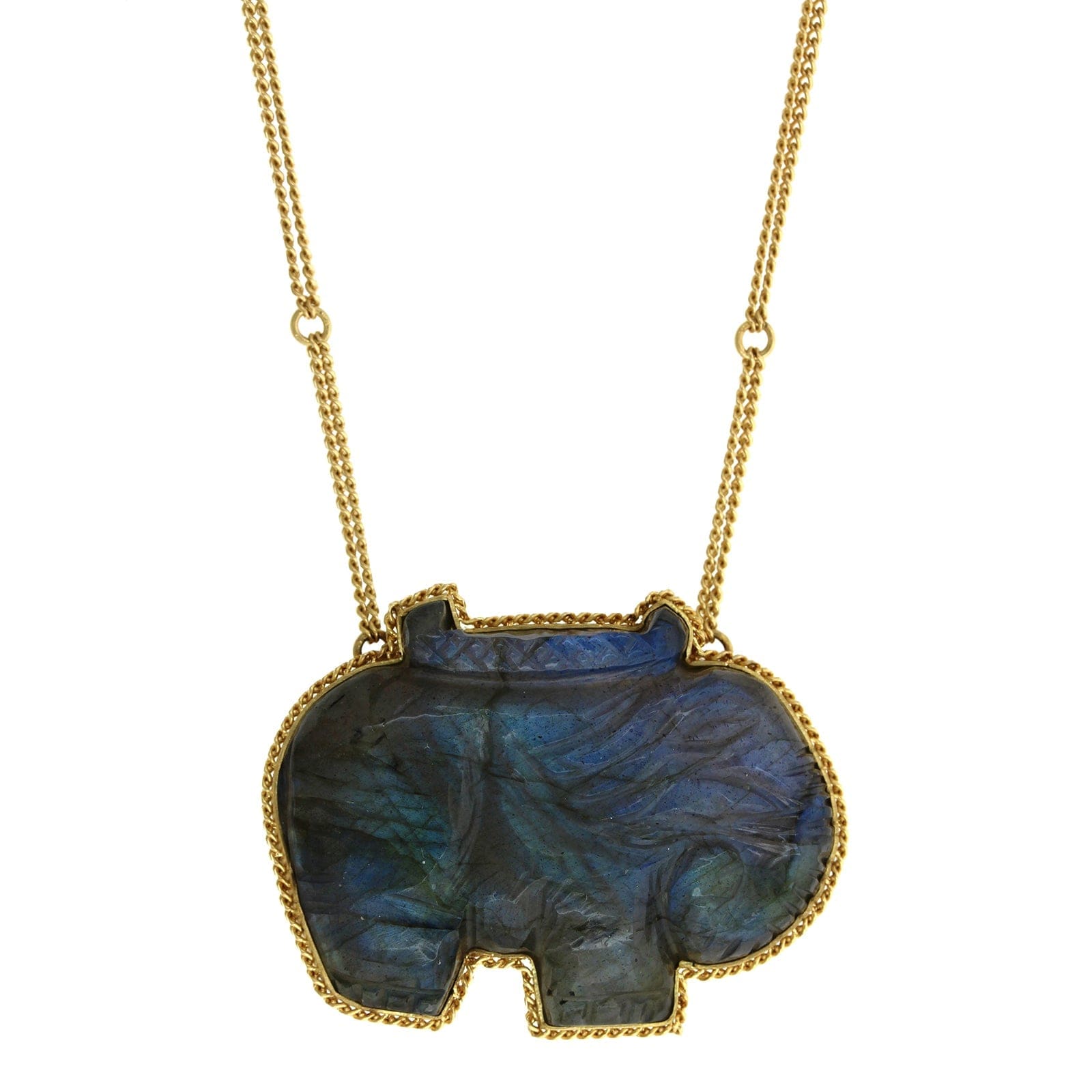 18K Yellow Gold Labradorite Pendant, Long's Jewelers