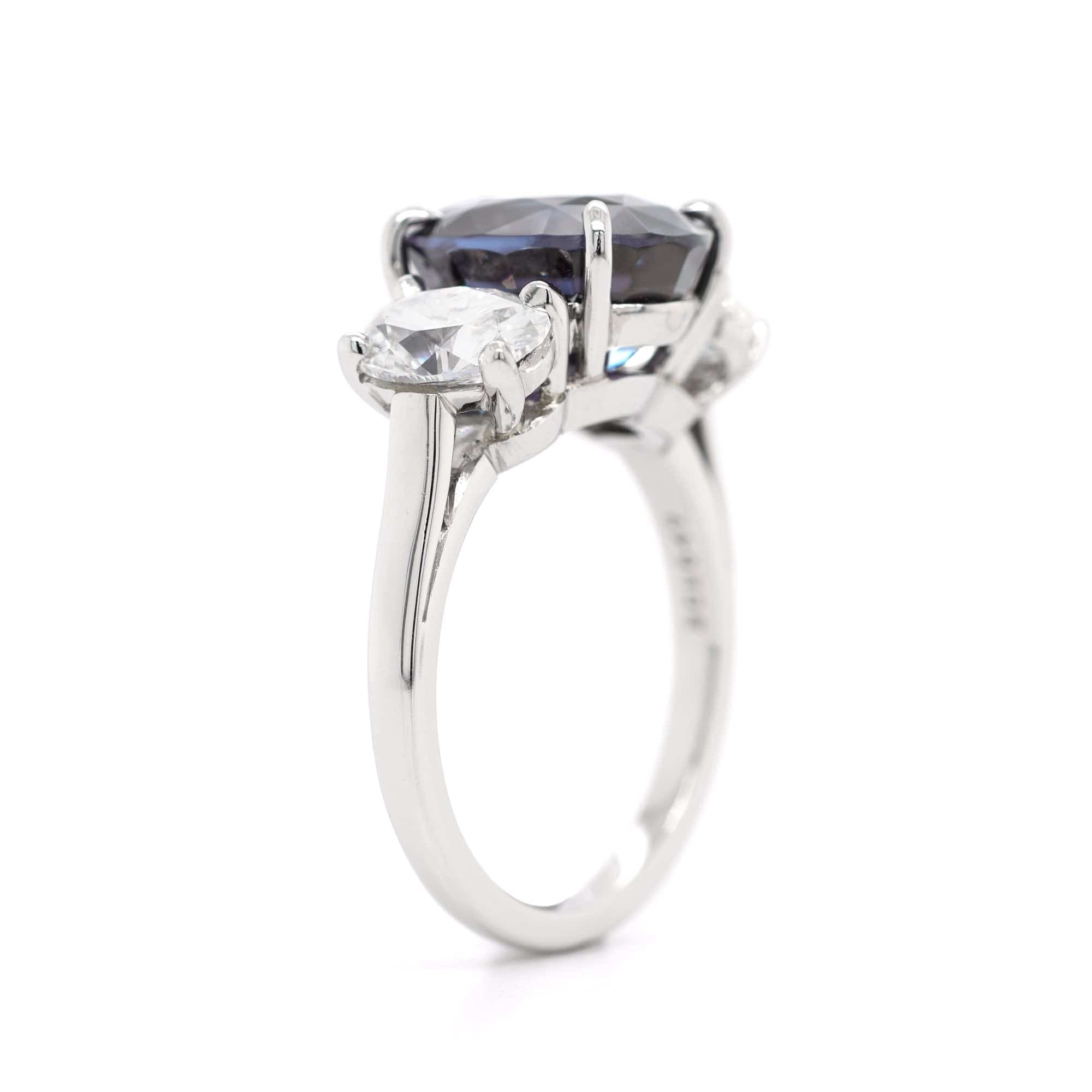 Oscar Heyman Platinum Alexandrite and Diamond Three Stone Ring