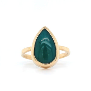 14K Yellow Gold Pear Shape Chrysocolla Ring