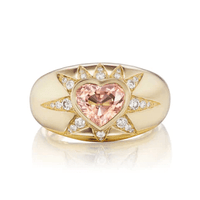 Sorellina 18K Yellow Gold Sunburst Heart Shape Morganite Ring