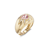 Sorellina 18K Yellow Gold Sunburst Heart Shape Morganite Ring