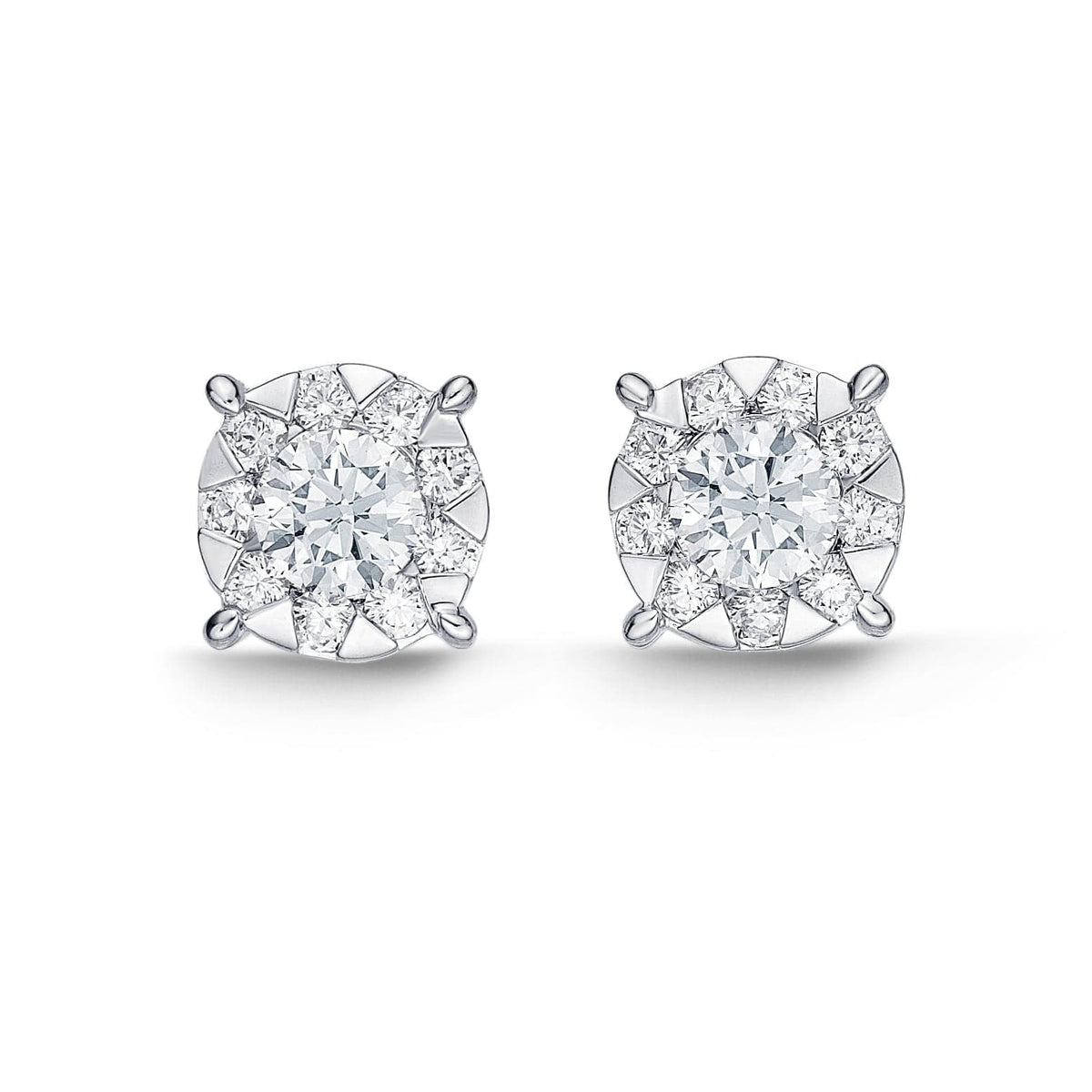 18K White Gold Diamond Bouquet Stud Earrings