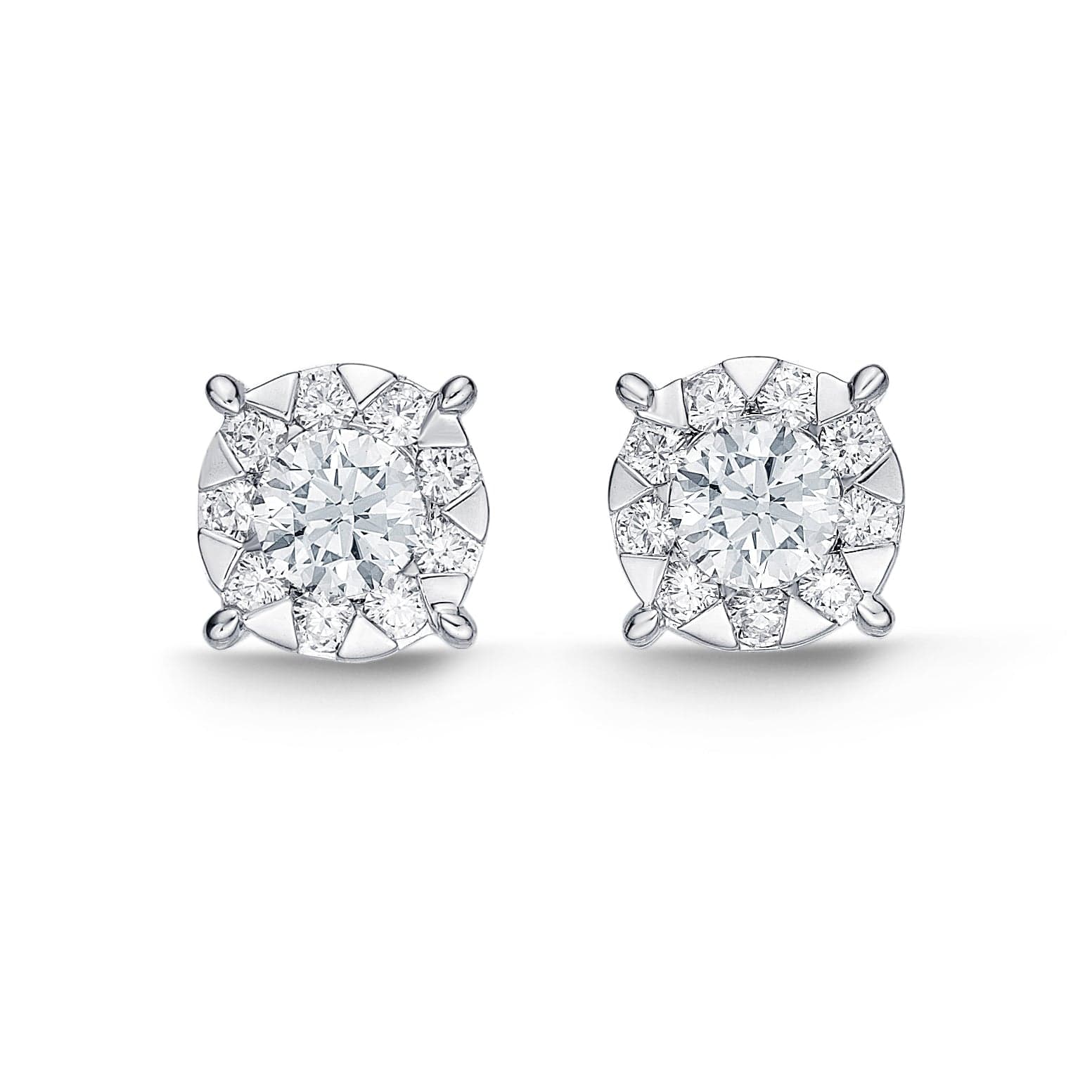 18K White Gold Diamond Bouquet Stud Earrings