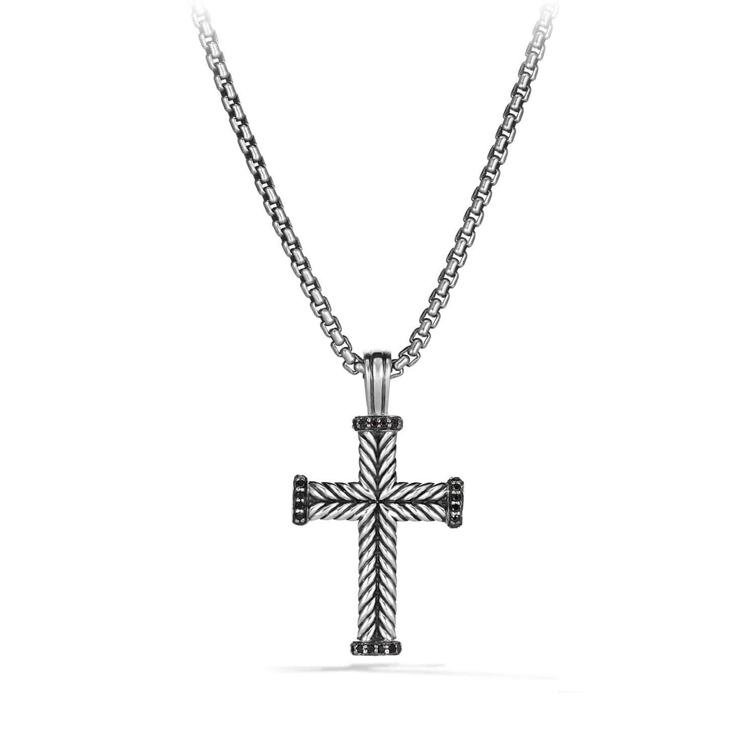 Chevron Cross Pendant with Black Diamonds