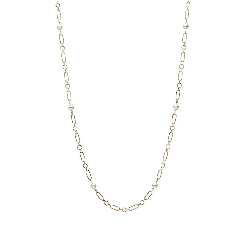 Mikimoto 18K Yellow Gold Pearl Station Necklace