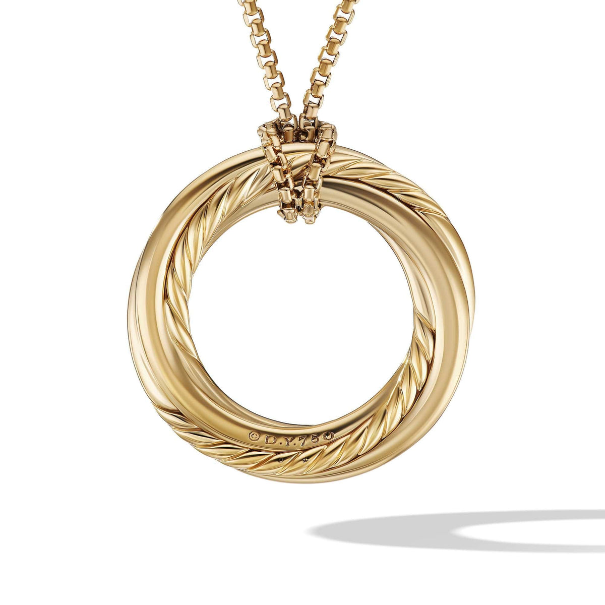 Pavé Crossover Pendant Necklace in 18K Yellow Gold with Diamonds, Yellow Gold, Long's Jewelers