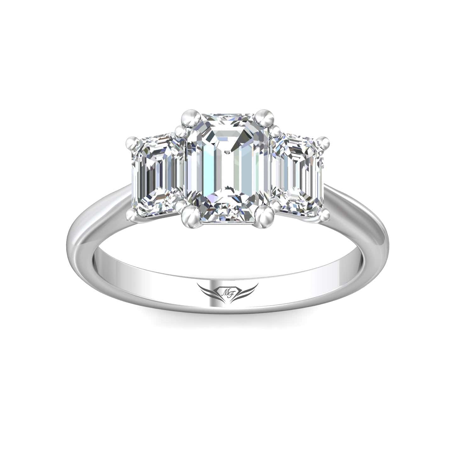 Platinum 3 Stone Emerald Cut Diamond Engagement Ring, Platinum, Long's Jewelers