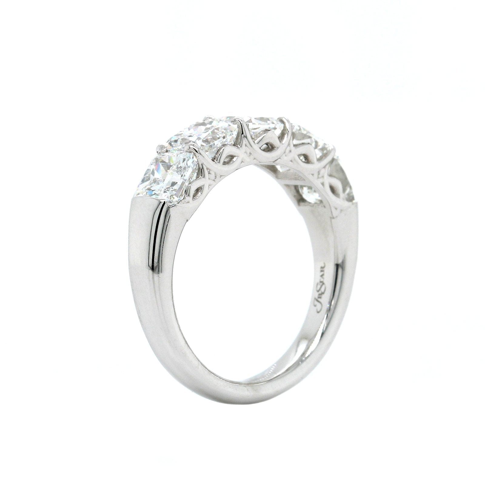 Platinum 5 Stone Cushion Diamond Band