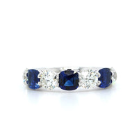 Platinum 7 Stone Sapphire and Diamond Band, Platinum, Long's Jewelers