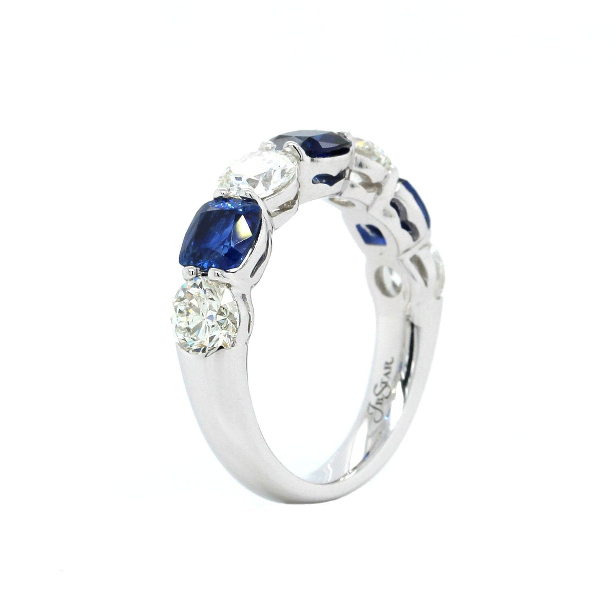 Platinum 7 Stone Sapphire and Diamond Band