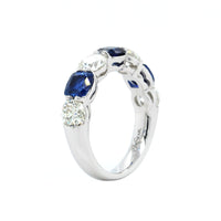 Platinum 7 Stone Sapphire and Diamond Band