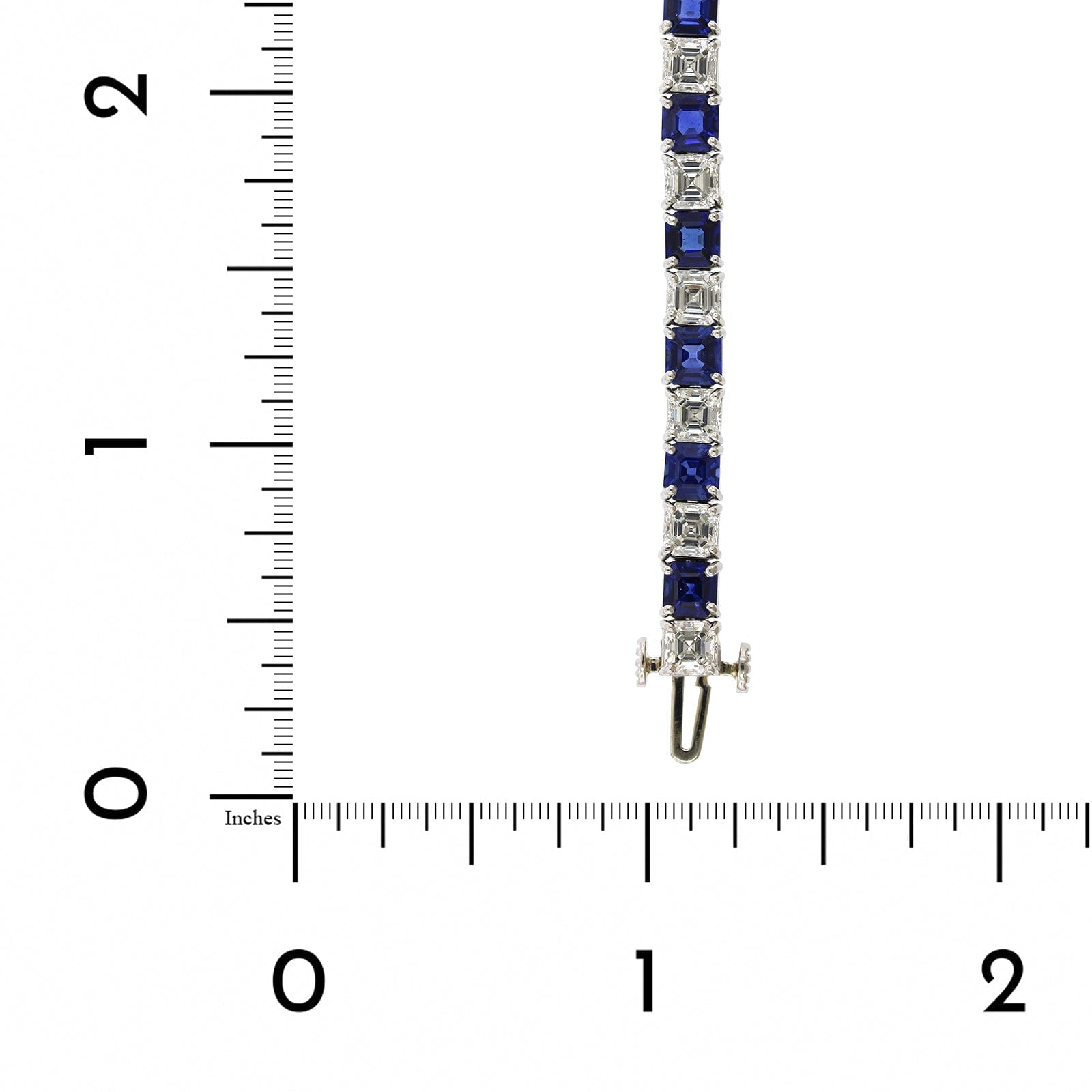 Platinum Asscher Cut Sapphire and Diamond Tennis Bracelet