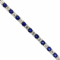 Platinum Asscher Cut Sapphire and Diamond Tennis Bracelet