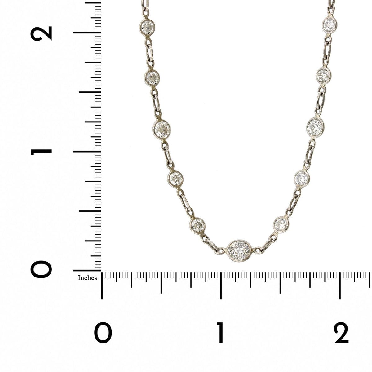 Platinum Bezel Set Diamond Station Necklace