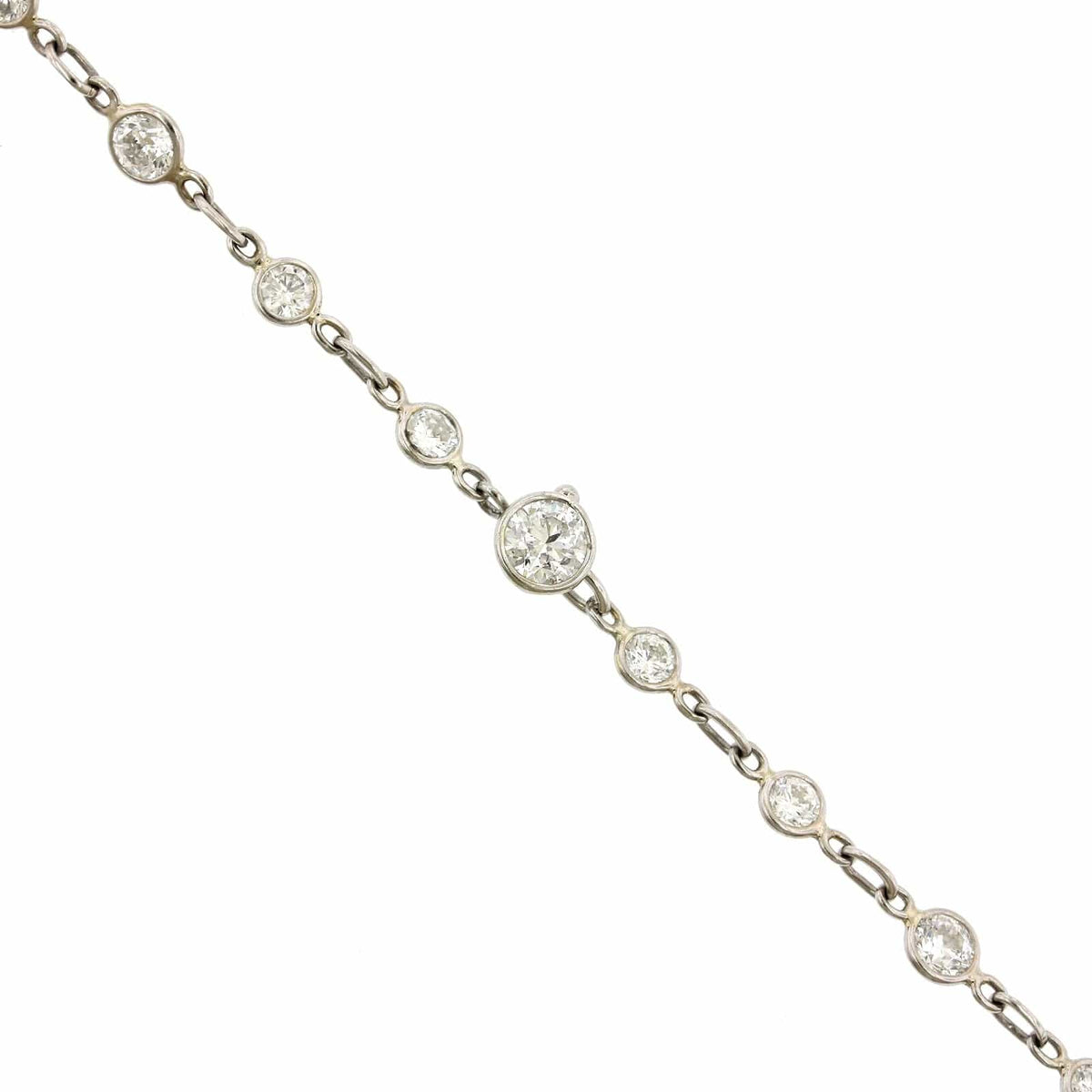 Platinum Bezel Set Diamond Station Necklace