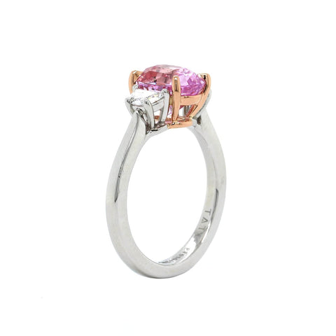 Tiffany and Co. Diamond Pink Sapphire Three-Stone Platinum Yellow