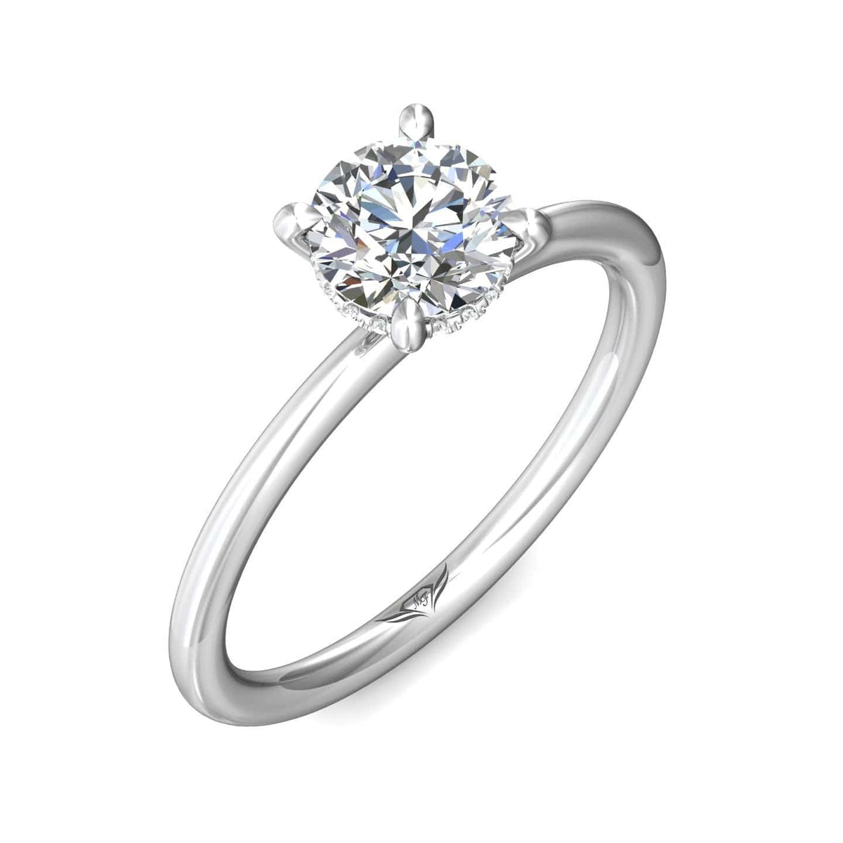 Platinum Round Diamond with Diamond Hidden Halo Engagement Ring, platinum, Long's Jewelers