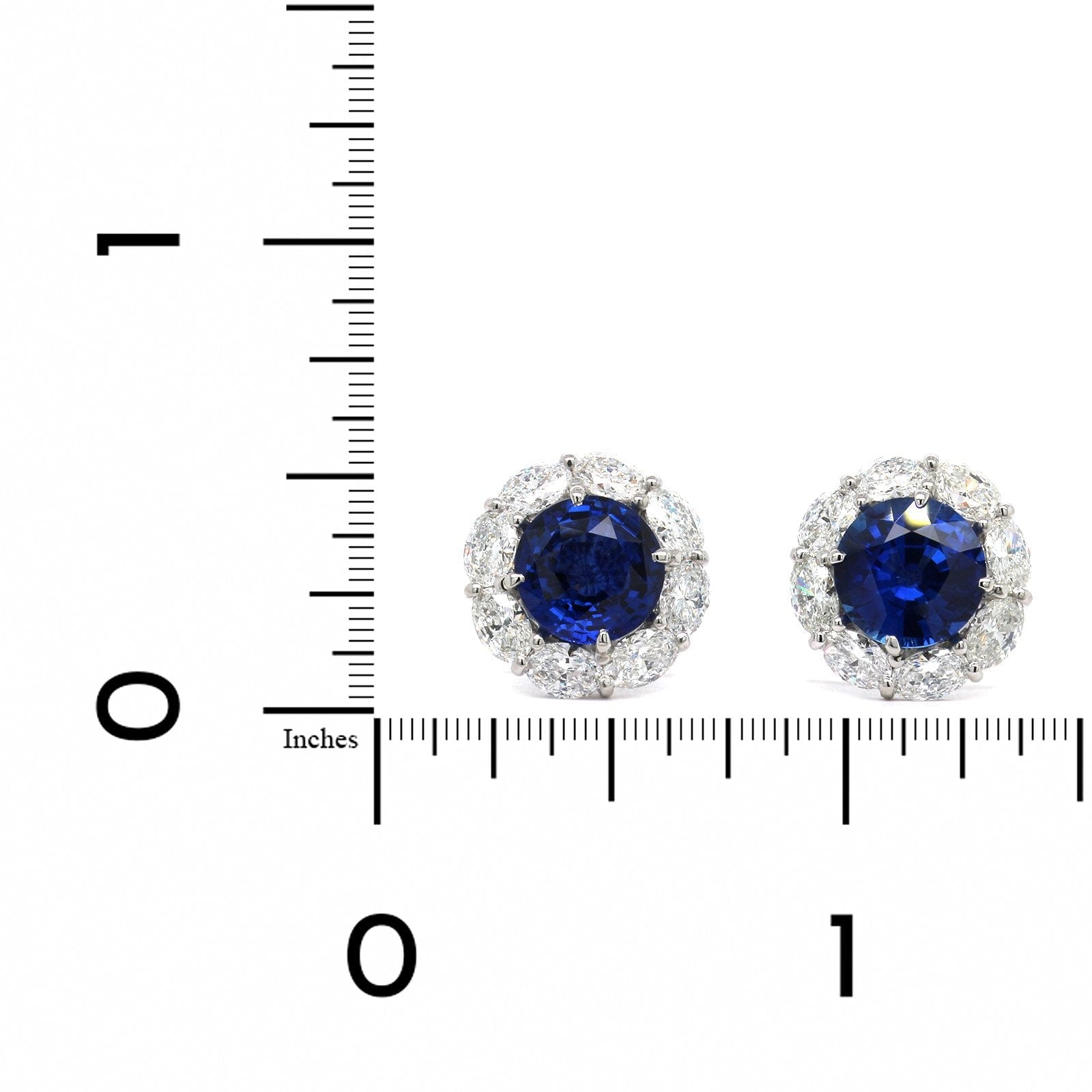 Platinum Sapphire with Diamond Halo Earrings