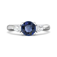 Platinum Sapphire with Diamond Sides 3 Stone Ring, platinum, Long's Jewelers