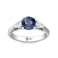 Platinum Sapphire with Diamond Sides 3 Stone Ring, platinum, Long's Jewelers