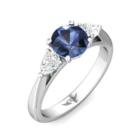 Platinum Sapphire with Diamond Sides 3 Stone Ring, platinum, Long's Jewelers