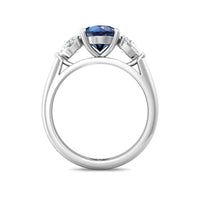 Platinum Sapphire with Diamond Sides 3 Stone Ring, platinum, Long's Jewelers