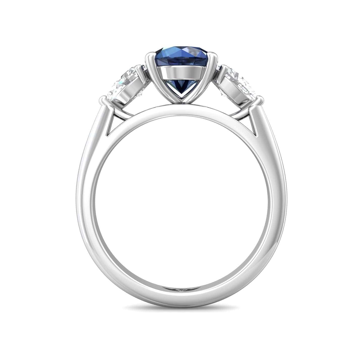 Platinum Sapphire with Diamond Sides 3 Stone Ring, platinum, Long's Jewelers