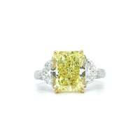 Platinum Three-Stone Fancy Yellow Diamond Ring, Platinum, Long's Jewelers