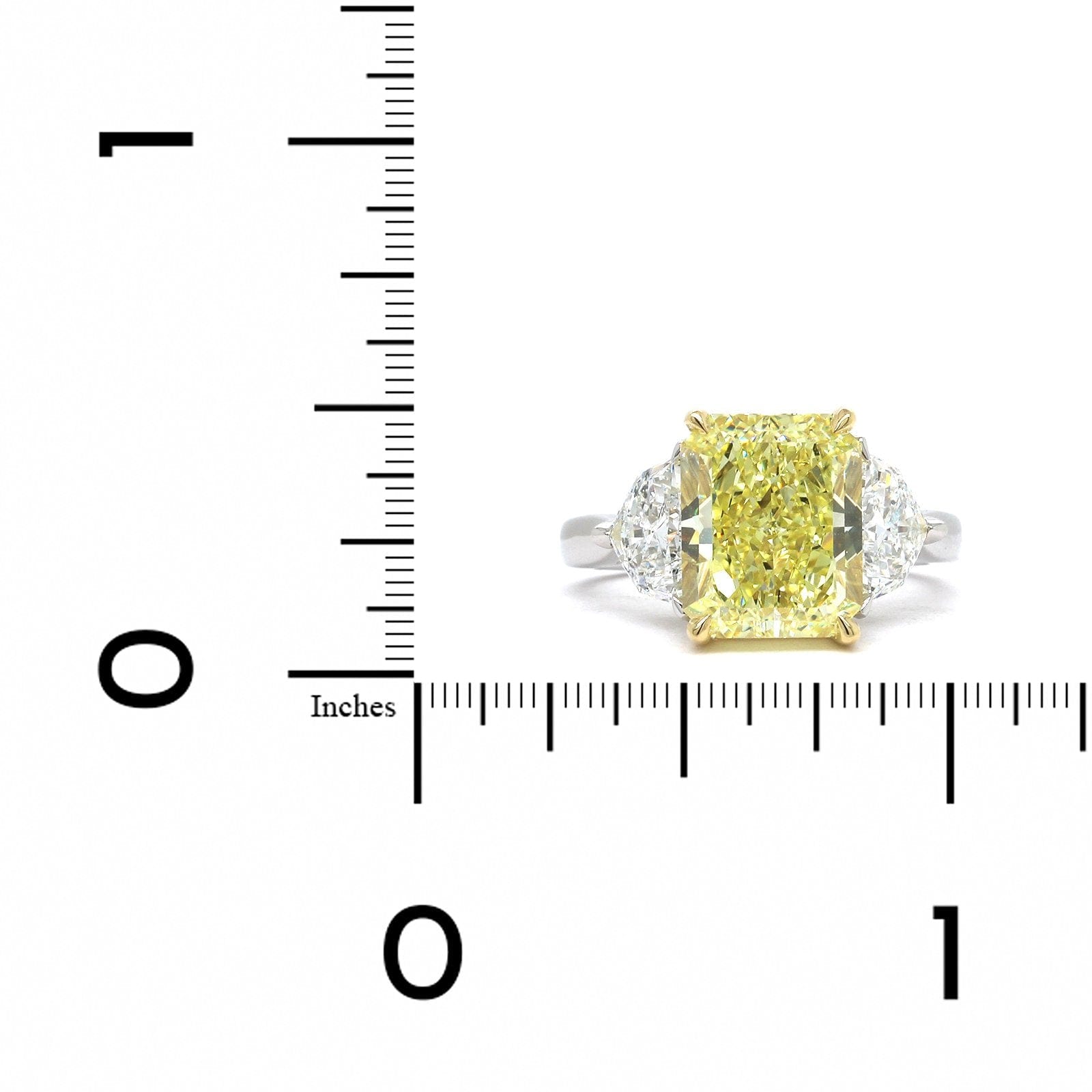 Platinum Three-Stone Fancy Yellow Diamond Ring, Platinum, Long's Jewelers