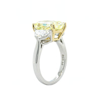 Platinum Three-Stone Fancy Yellow Diamond Ring, Platinum, Long's Jewelers