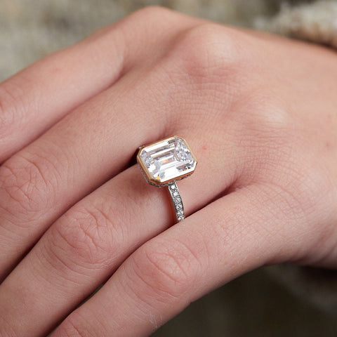 Emerald Cut Solitaire Diamond Engagement Ring - Demi | sillyshinydiamonds
