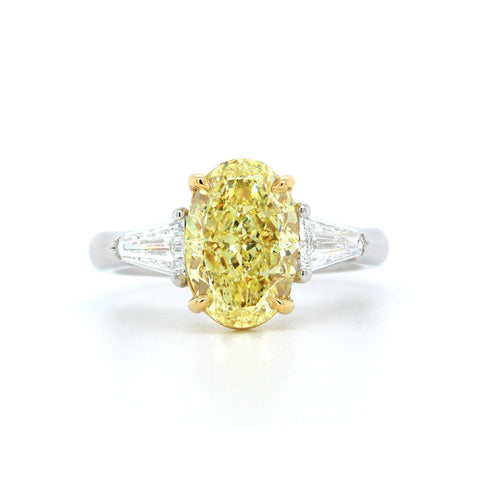 Superior Diamond Cutters Yellow Gold and Platinum 3-Stone Diamond