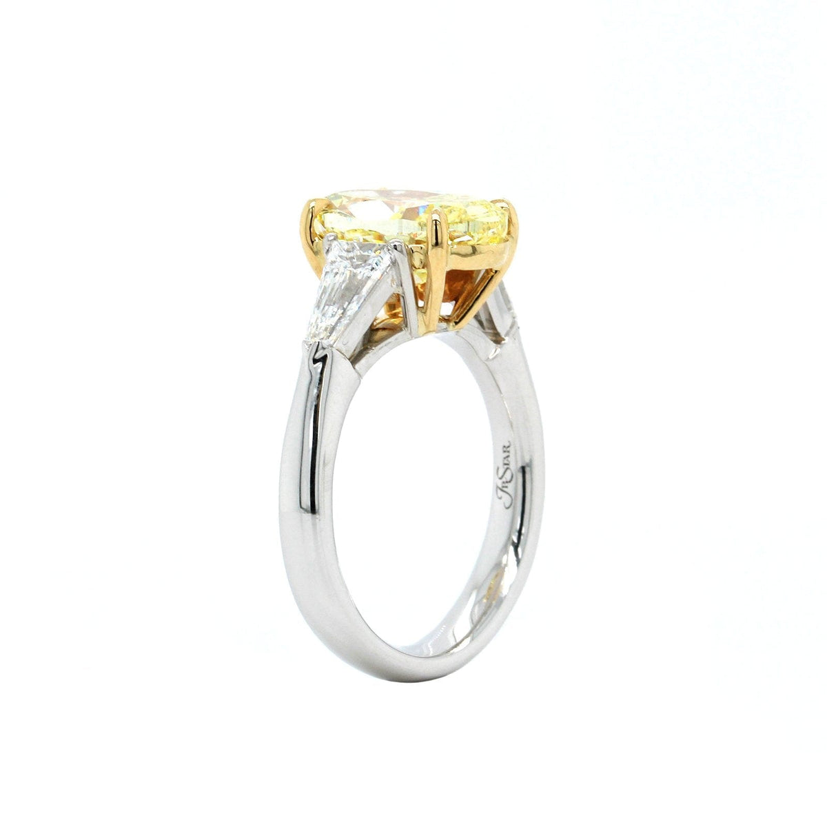 Superior Diamond Cutters Yellow Gold and Platinum 3-Stone Diamond