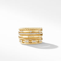 Stax Cable and Pavé Ring in 18K Yellow Gold