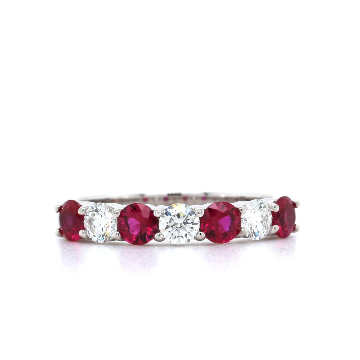 18K White Gold Ruby and Diamond Band