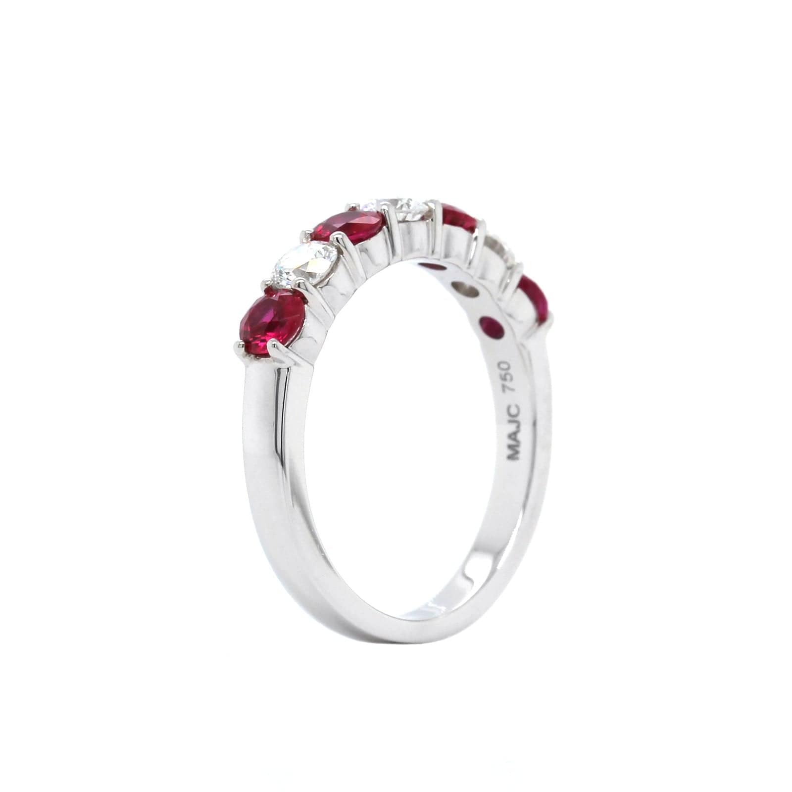 18K White Gold Ruby and Diamond Band