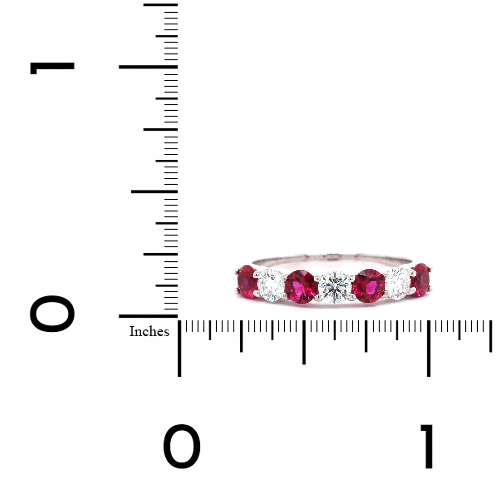 18K White Gold Ruby and Diamond Band