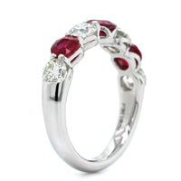 Platinum Shared Prong Ruby and Diamond Band