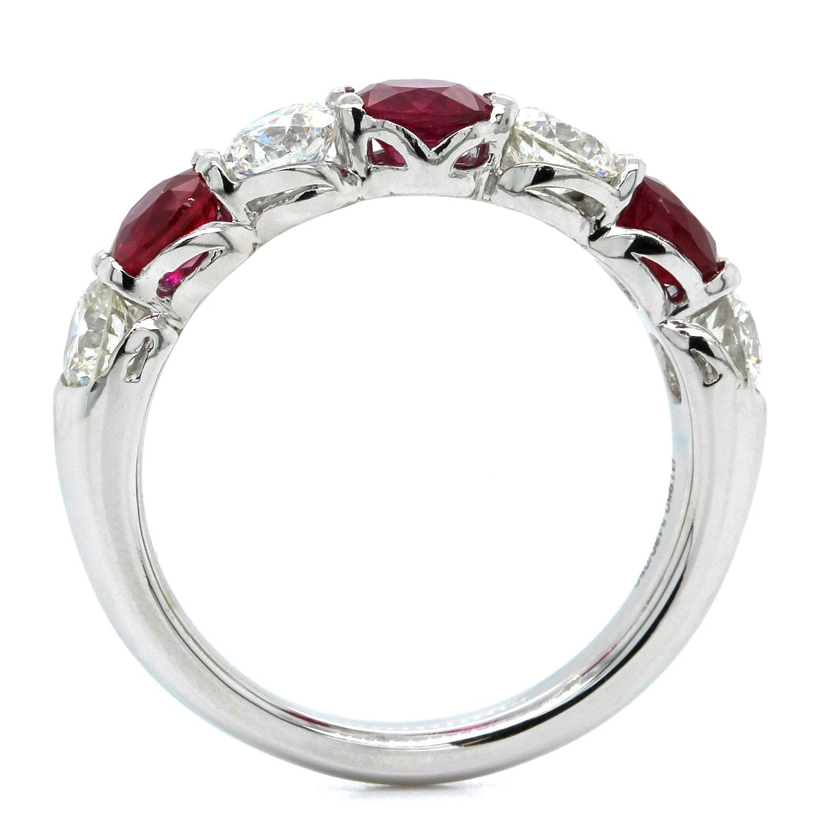 Platinum Shared Prong Ruby and Diamond Band