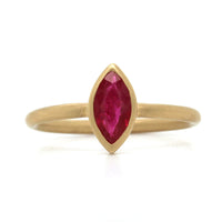 14K Yellow Gold Marquise Cut Ruby Ring