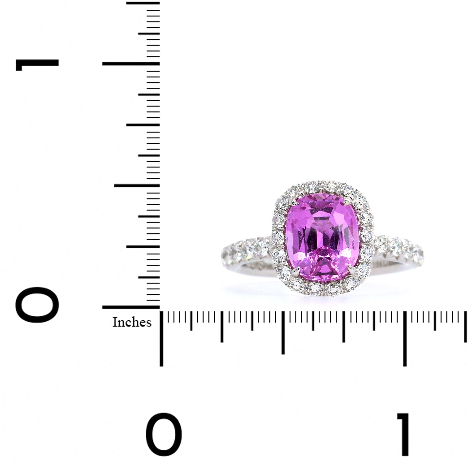 Platinum Oval Pink Sapphire and Diamond Halo Ring