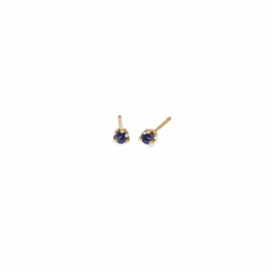 14K Yellow Gold Blue Sapphire Stud Earrings