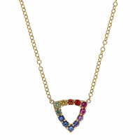 14K Yellow Gold Triangular Rainbow Sapphire Pendant